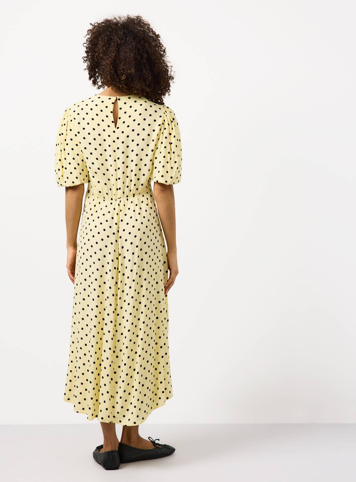 Light Yellow Polka Dot Print Midaxi Dress 18 - Image 4